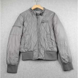 Members Only Jacket Mens Small Gray Ultralight Mo-Tech Quilted Racer Bomber